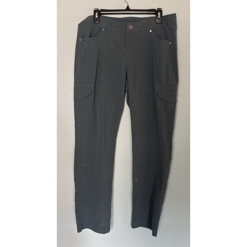 KUHL Freeflex Roll-Up Pant Womens 12 REG Blue Cargo Snap Cuff Outdoor Hiking